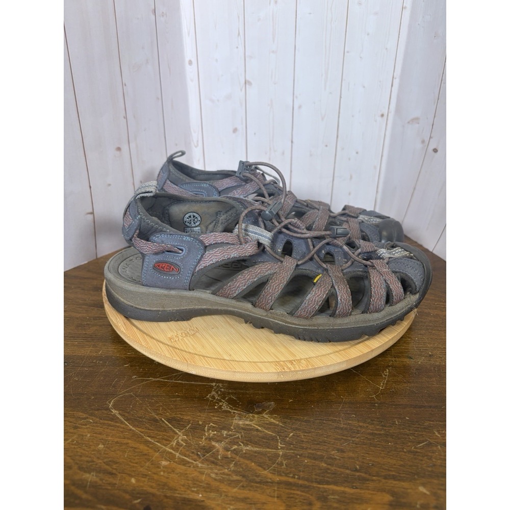 KEEN Whisper Gray Teal Waterproof Bungee Lace Hiking Sandals Closed Toe  Wm 9